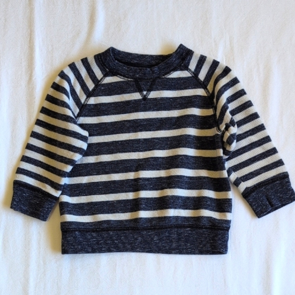 gymboree navy blue striped crewneck raglan sleeve sweatshirt 18-24 months baby